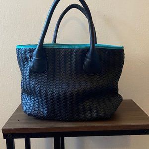 'Deux Lux' Navy Blue Woven Satchel